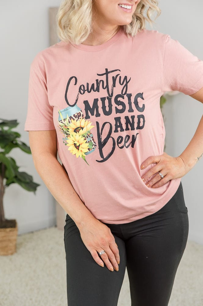 Country Music & Beer Tee-BT Graphic Tee-Stay Foxy Boutique, Florissant, Missouri