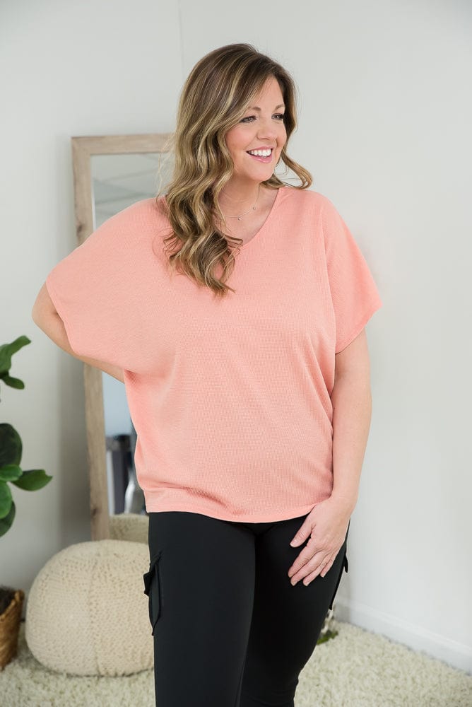 State of Mind Top in Apricot-Andre by Unit-Stay Foxy Boutique, Florissant, Missouri