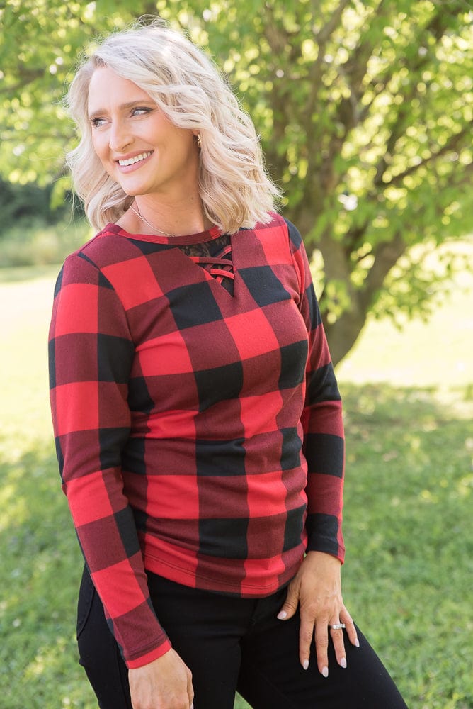 Checkmate Top in Red-Your Fashion Wholesale-Stay Foxy Boutique, Florissant, Missouri