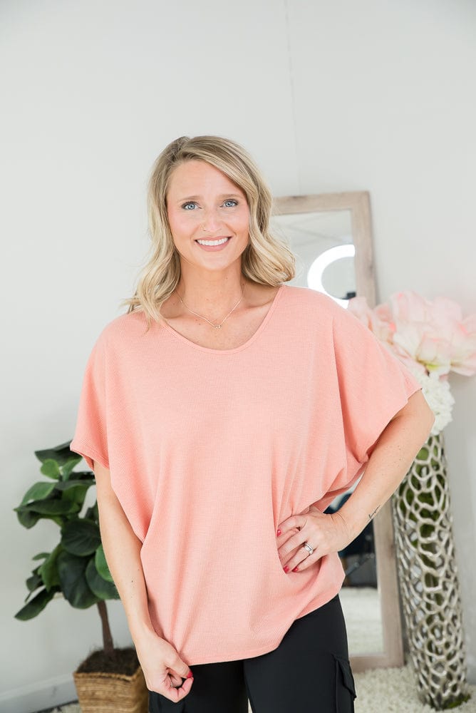 State of Mind Top in Apricot-Andre by Unit-Stay Foxy Boutique, Florissant, Missouri