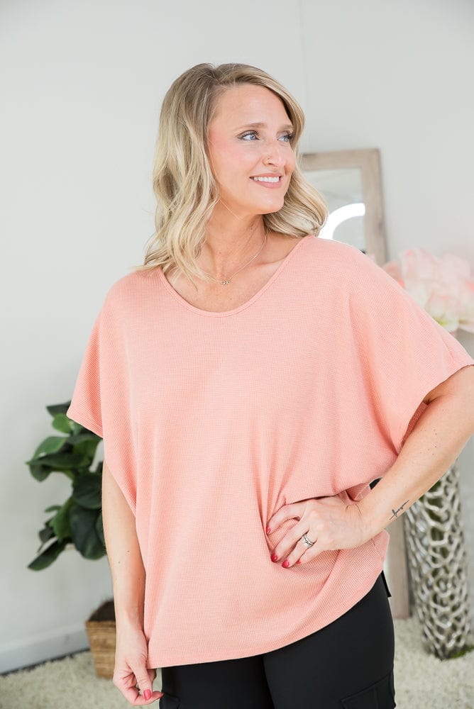 State of Mind Top in Apricot-Andre by Unit-Stay Foxy Boutique, Florissant, Missouri