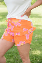 Tangerine Floral Shorts-White Birch-Stay Foxy Boutique, Florissant, Missouri