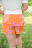 Tangerine Floral Shorts-White Birch-Stay Foxy Boutique, Florissant, Missouri