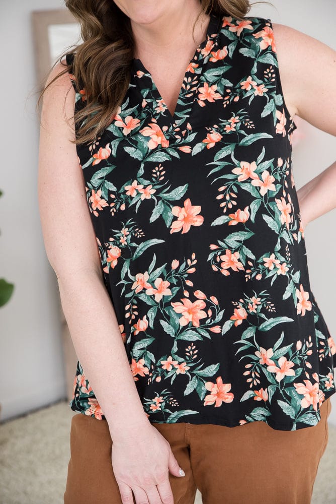 Tranquil Blooms Sleeveless Top-White Birch-Stay Foxy Boutique, Florissant, Missouri