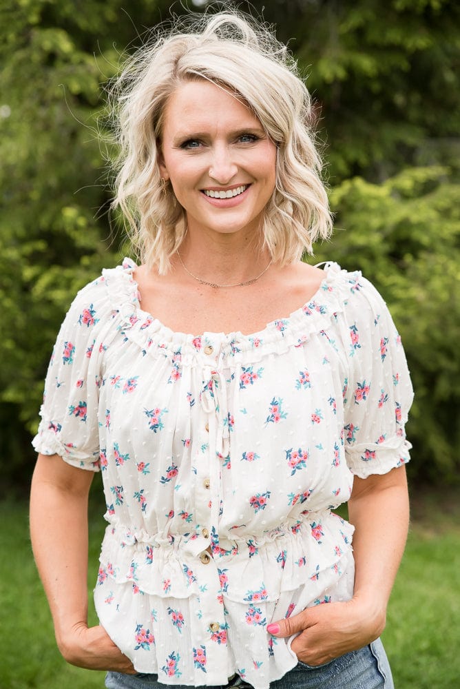 Florals Forever Top-White Birch-Stay Foxy Boutique, Florissant, Missouri