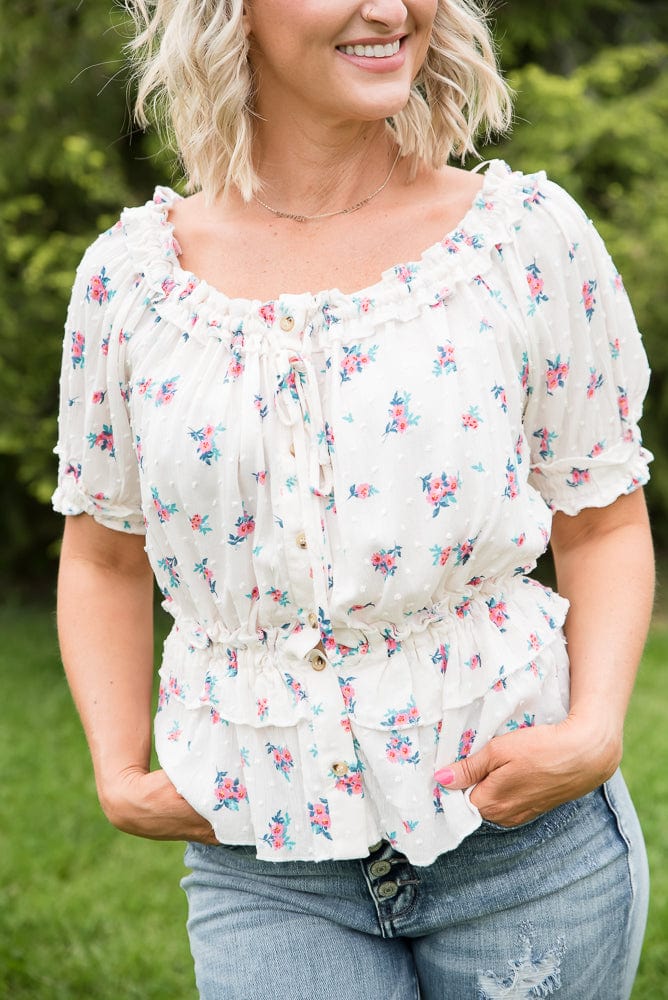 Florals Forever Top-White Birch-Stay Foxy Boutique, Florissant, Missouri