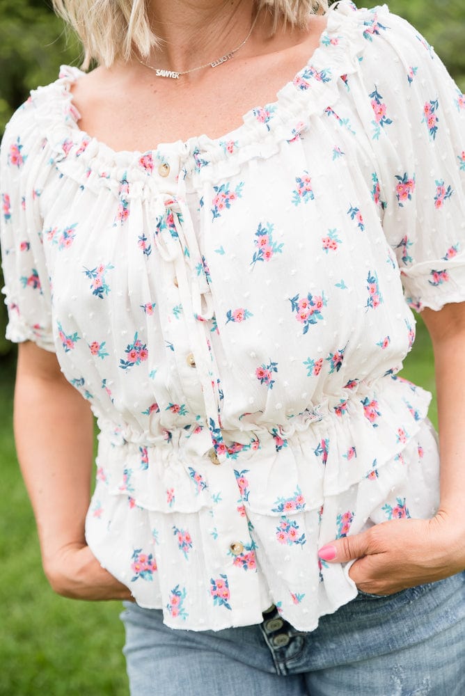 Florals Forever Top-White Birch-Stay Foxy Boutique, Florissant, Missouri