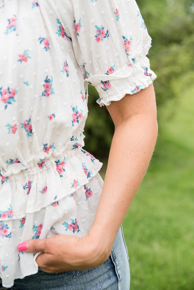 Florals Forever Top-White Birch-Stay Foxy Boutique, Florissant, Missouri