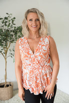 The Orange Swirl Sleeveless Top-White Birch-Stay Foxy Boutique, Florissant, Missouri