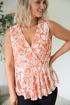 The Orange Swirl Sleeveless Top-White Birch-Stay Foxy Boutique, Florissant, Missouri