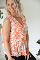 The Orange Swirl Sleeveless Top-White Birch-Stay Foxy Boutique, Florissant, Missouri