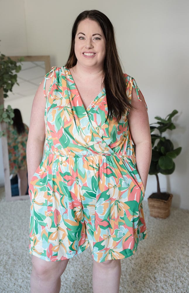 Tropical Waves Romper-White Birch-Stay Foxy Boutique, Florissant, Missouri