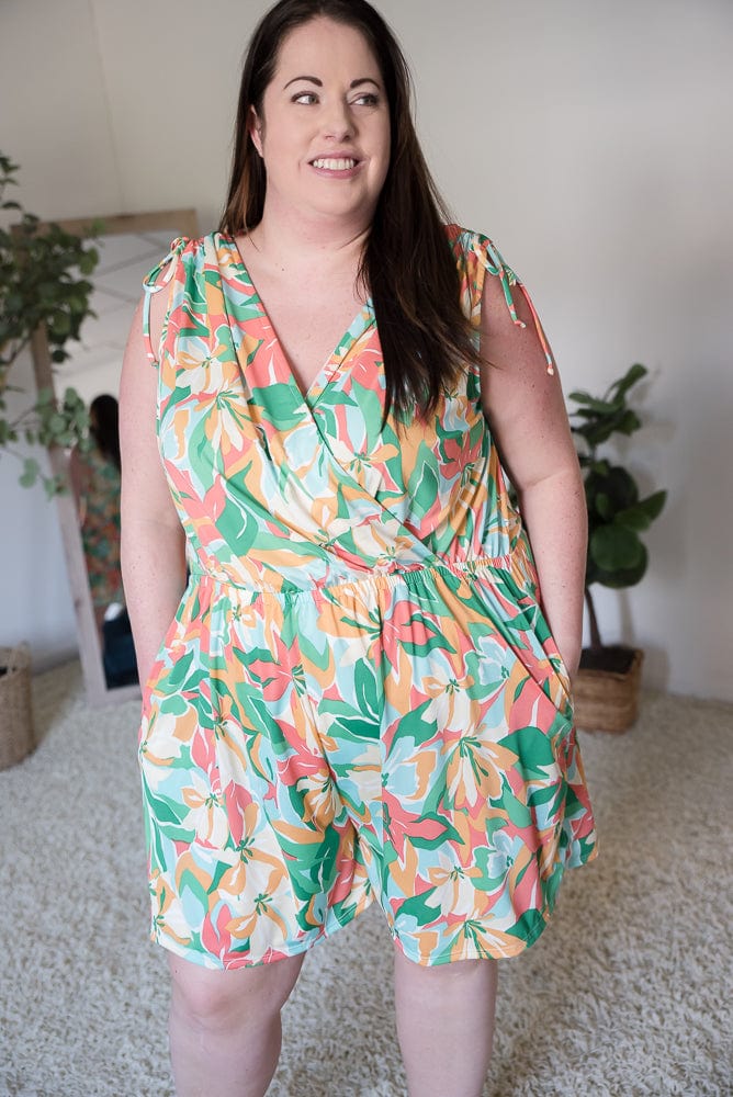 Tropical Waves Romper-White Birch-Stay Foxy Boutique, Florissant, Missouri