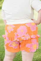 Tangerine Floral Shorts-White Birch-Stay Foxy Boutique, Florissant, Missouri