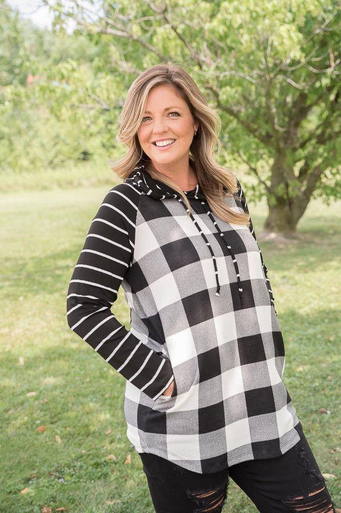 Fabulous in White Plaid Hoodie-YFW-Stay Foxy Boutique, Florissant, Missouri