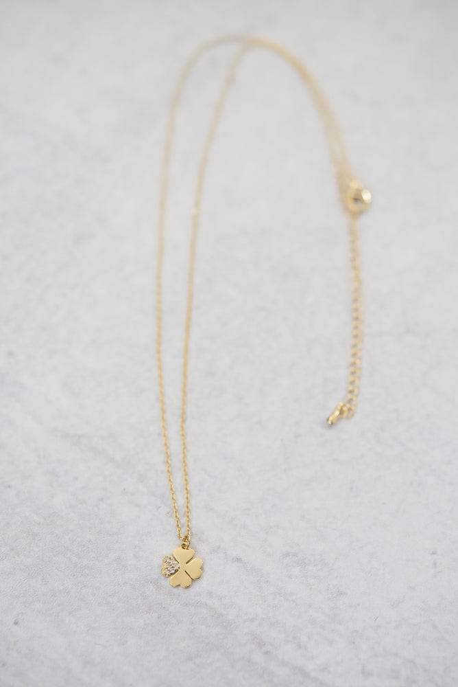 Crystal Clover Necklace in Gold