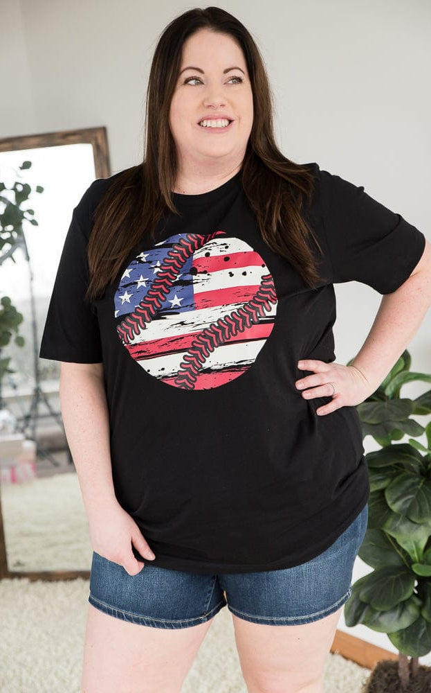 American Baseball Graphic Tee-BT Graphic Tee-Stay Foxy Boutique, Florissant, Missouri