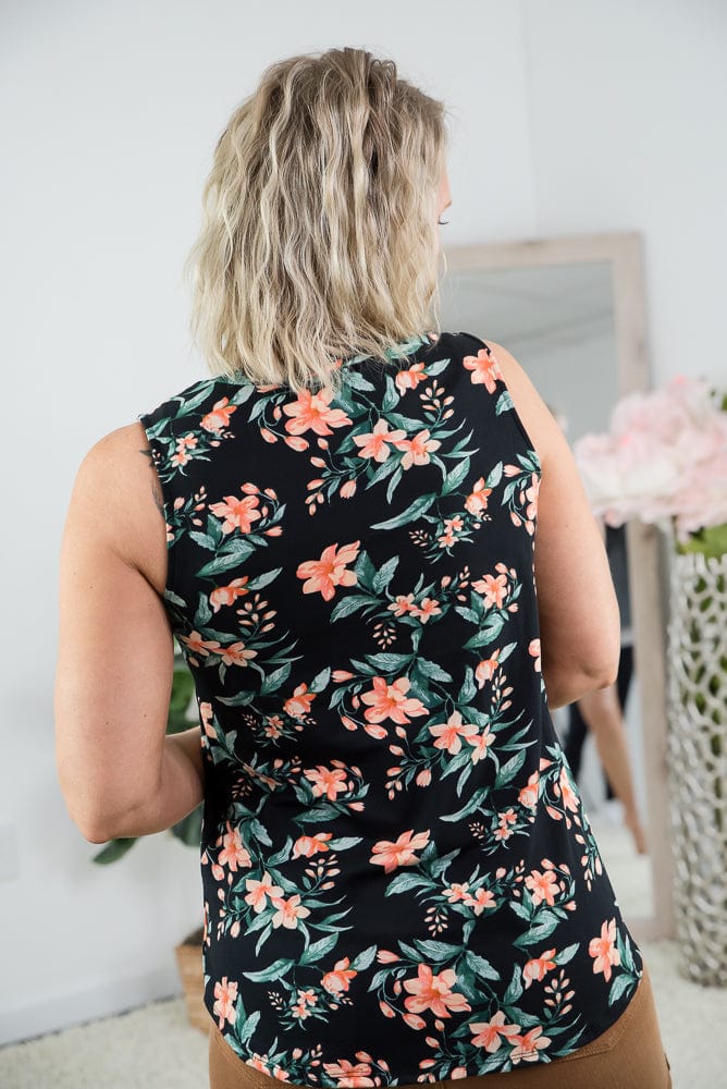 Tranquil Blooms Sleeveless Top-White Birch-Stay Foxy Boutique, Florissant, Missouri