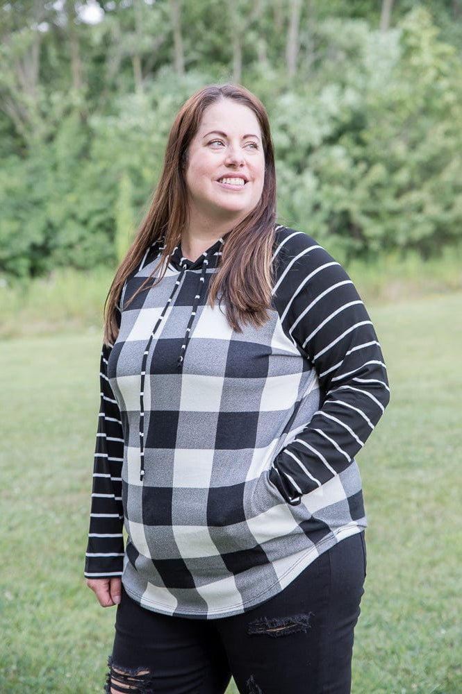 Fabulous in White Plaid Hoodie-YFW-Stay Foxy Boutique, Florissant, Missouri