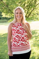 The Lady in Red Top-White Birch-Stay Foxy Boutique, Florissant, Missouri