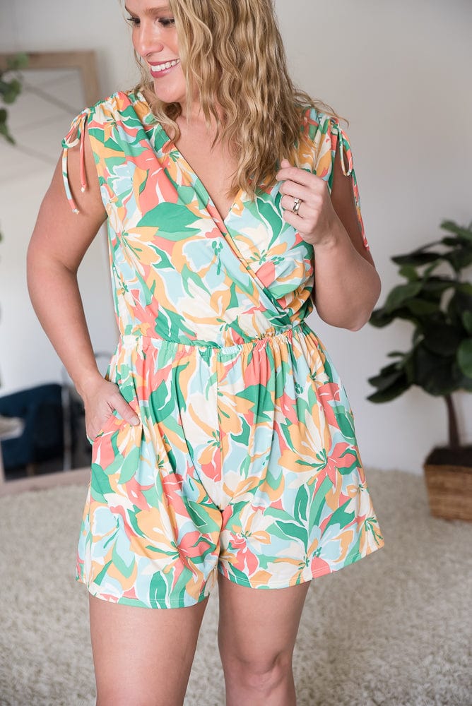 Tropical Waves Romper-White Birch-Stay Foxy Boutique, Florissant, Missouri