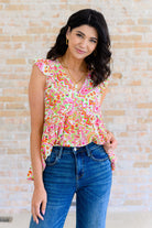 Lucy Eyelets Top in Ivory Multi-Tops-Stay Foxy Boutique, Florissant, Missouri