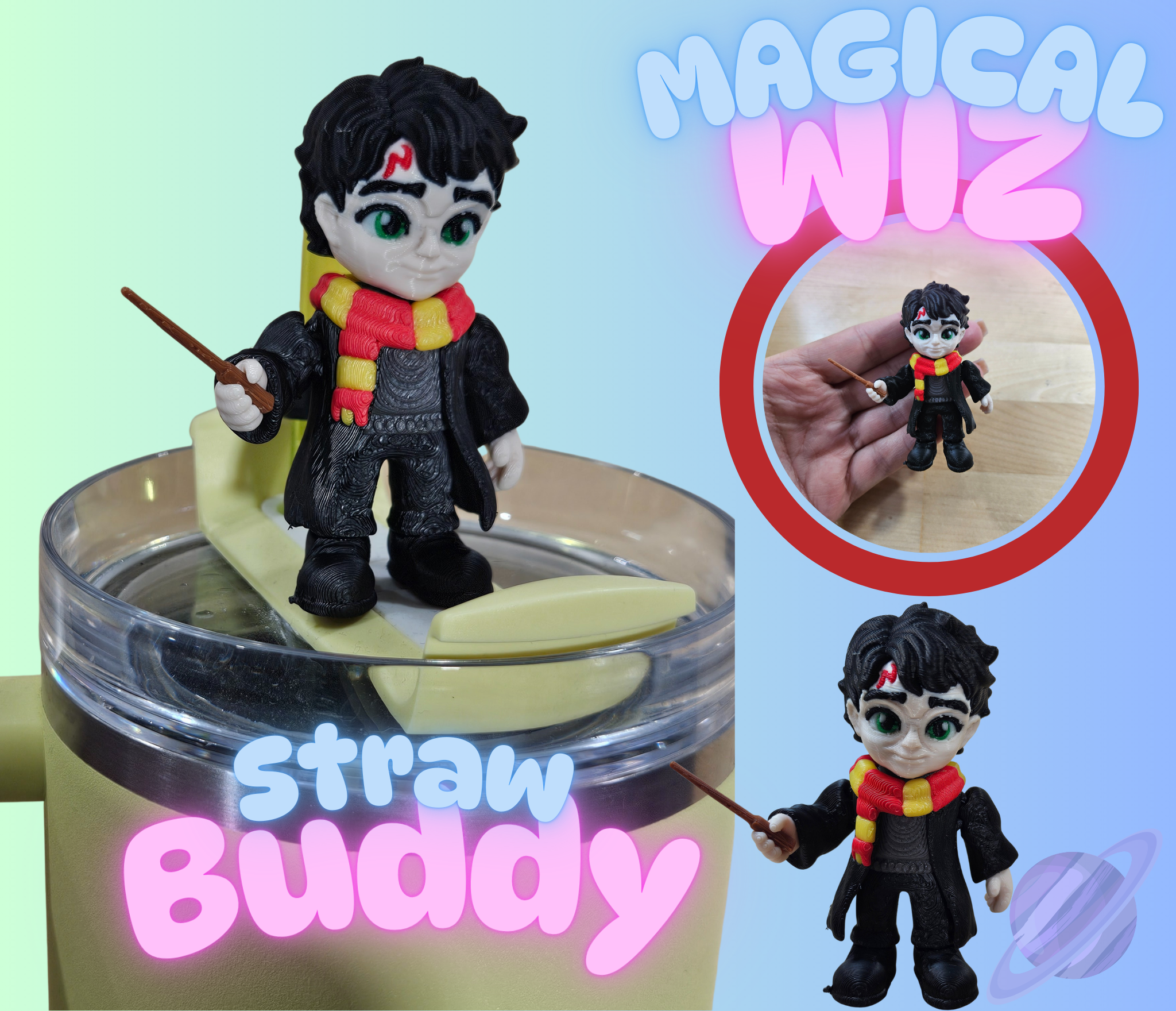 MAGICAL WIZ-3D PRINTED STRAW BUDDY-Stay Foxy Boutique, Florissant, Missouri
