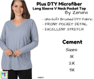 PLUS DTY Microfiber Long Sleeve V Neck Pocket Top - Cement-Long Sleeve Top-Stay Foxy Boutique, Florissant, Missouri