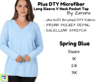 PLUS DTY Microfiber Long Sleeve V Neck Pocket Top - Spring Blue-Long Sleeve Top-Stay Foxy Boutique, Florissant, Missouri