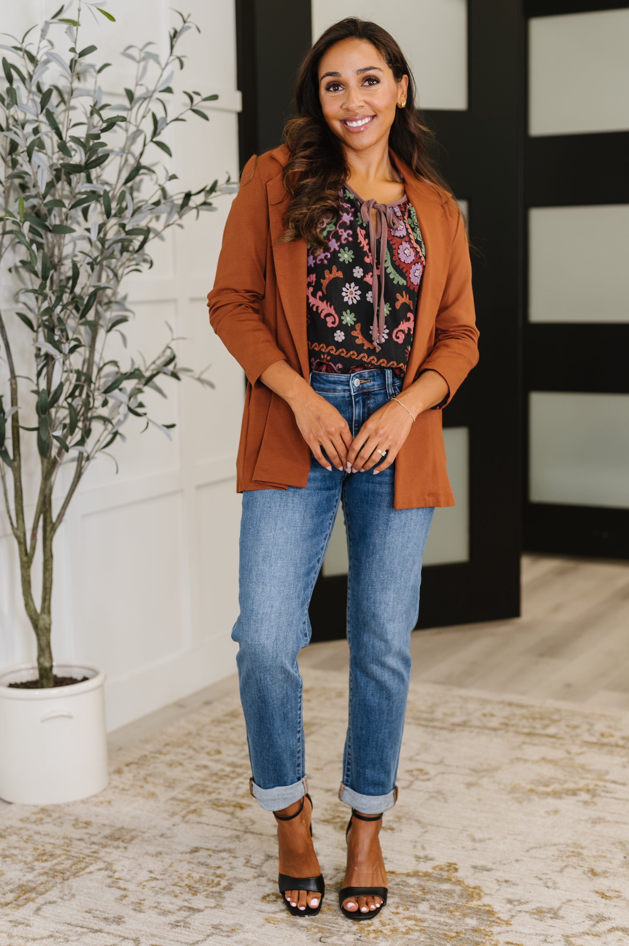 Magic 3/4 Blazer in Rust-Layers-Stay Foxy Boutique, Florissant, Missouri