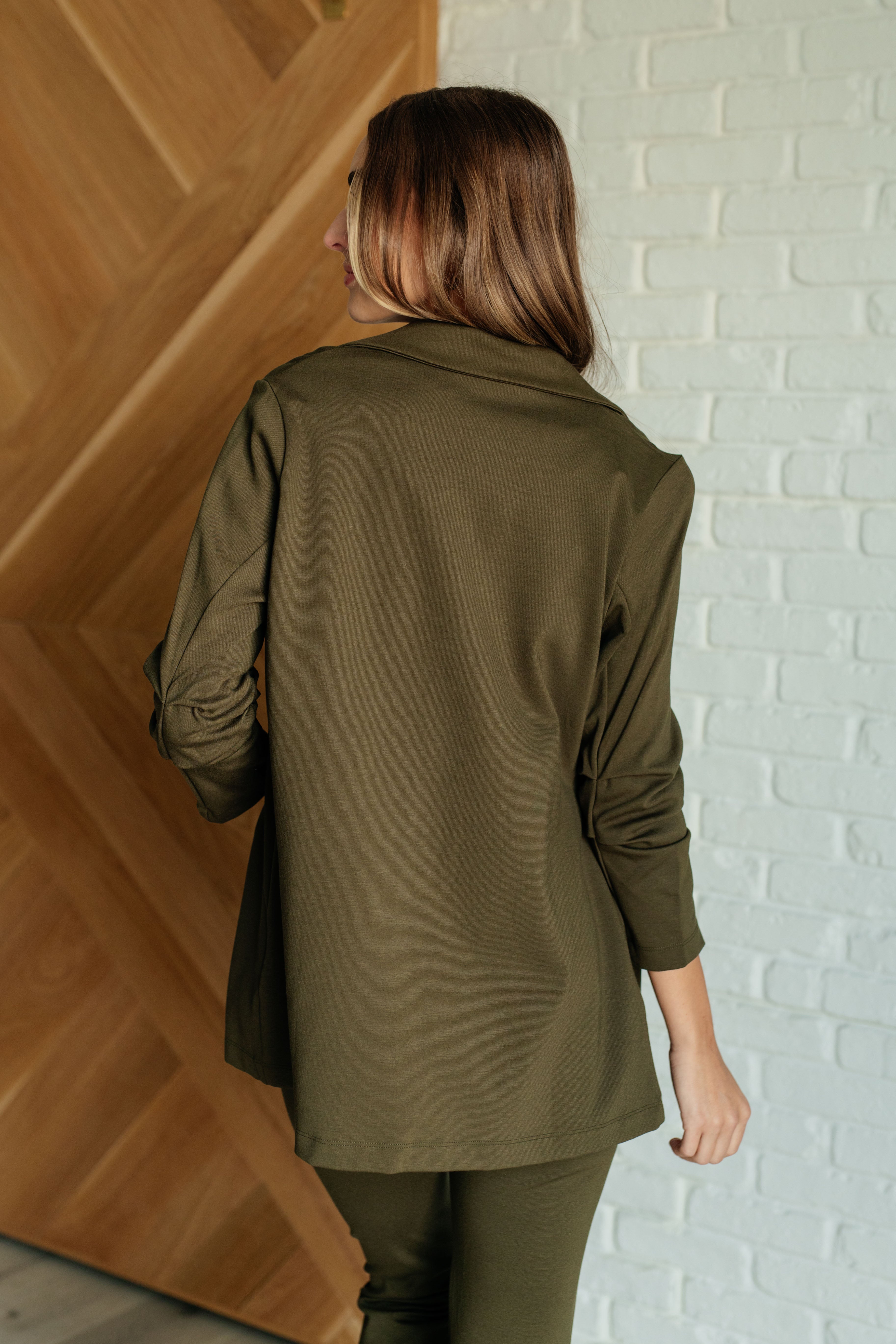 Magic 3/4 Blazer in Olive-Layers-Stay Foxy Boutique, Florissant, Missouri