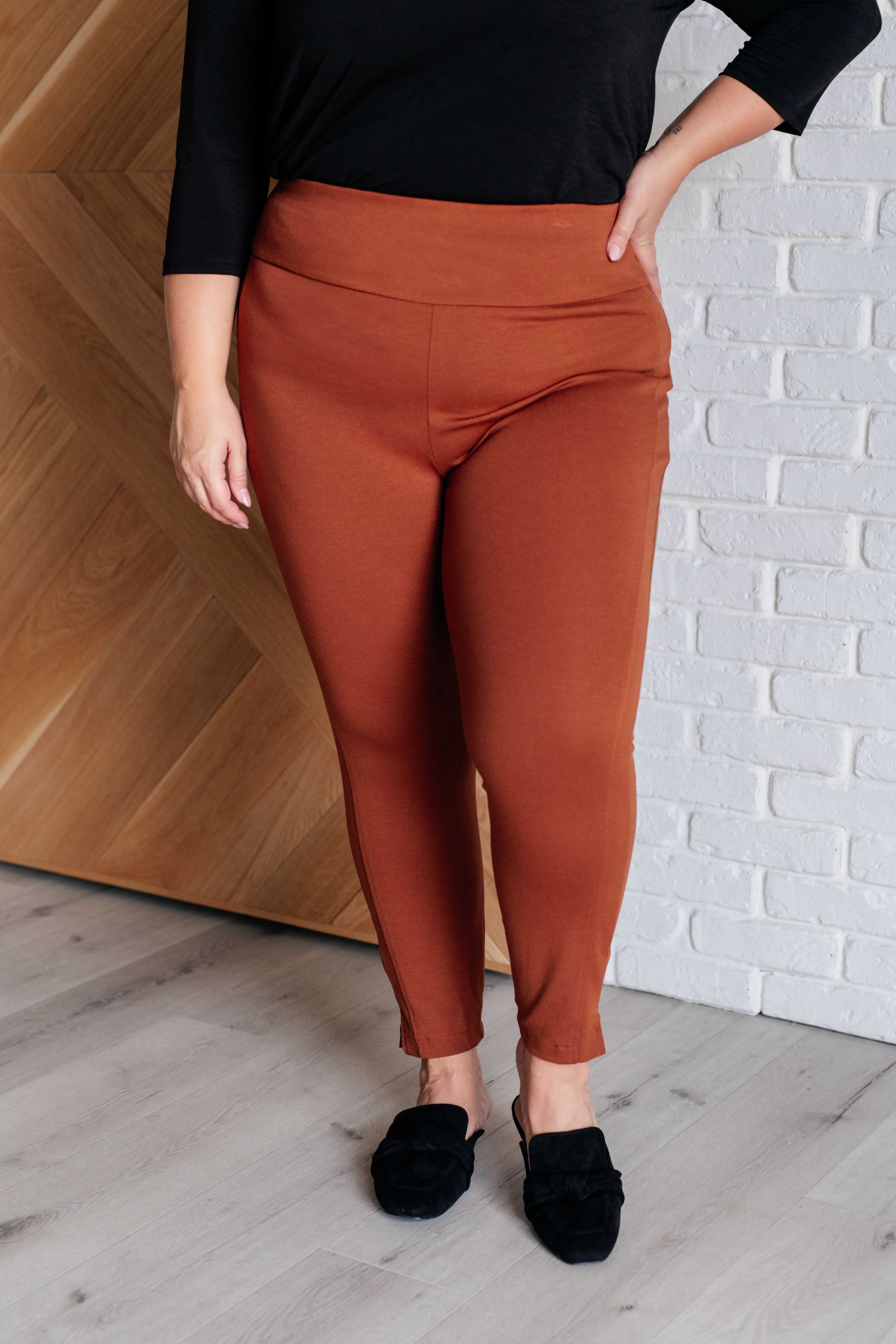 Magic Ankle Crop Skinny Pants in Rust-Bottoms-Stay Foxy Boutique, Florissant, Missouri