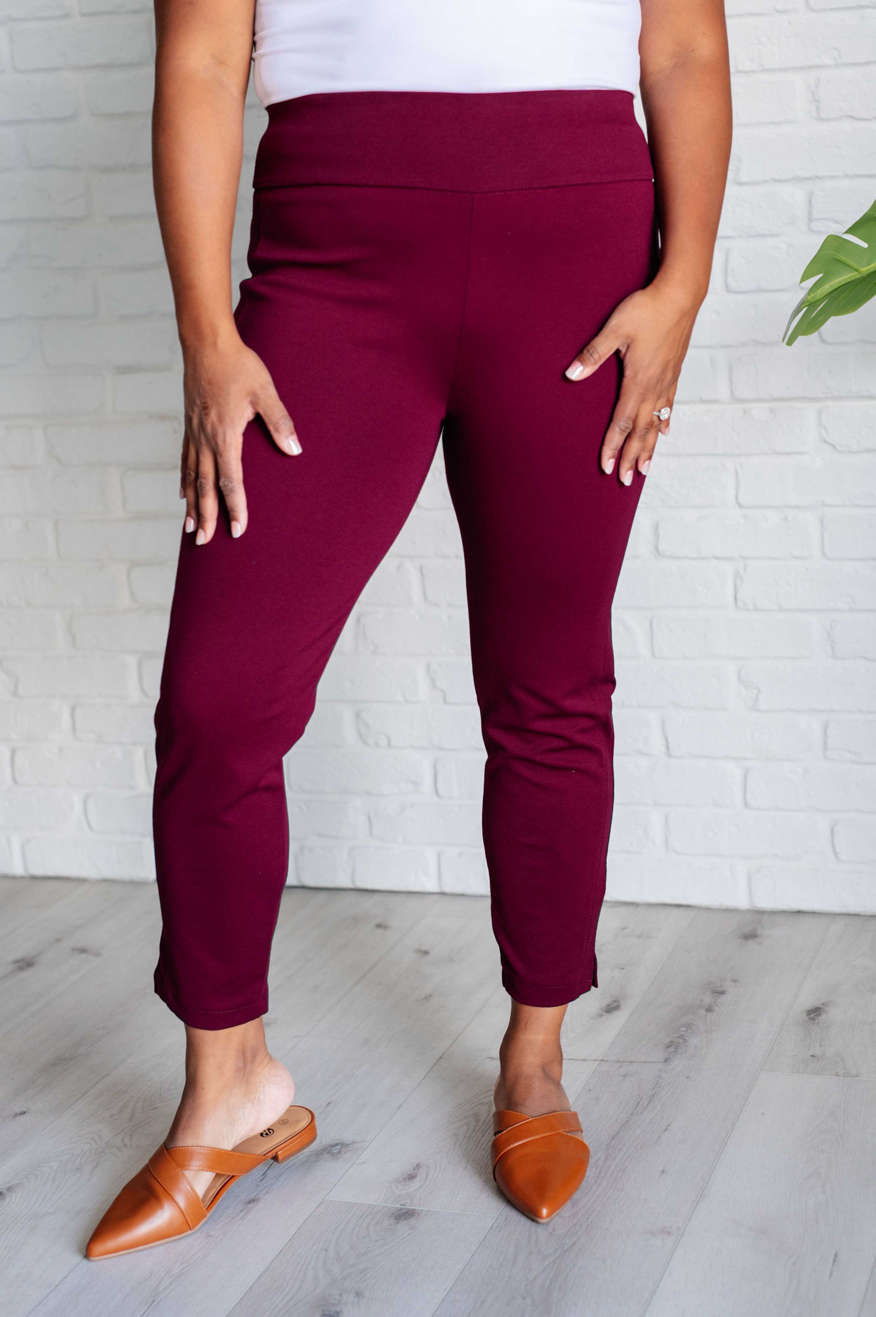 Magic Ankle Crop Skinny Pants in Wine-Bottoms-Stay Foxy Boutique, Florissant, Missouri