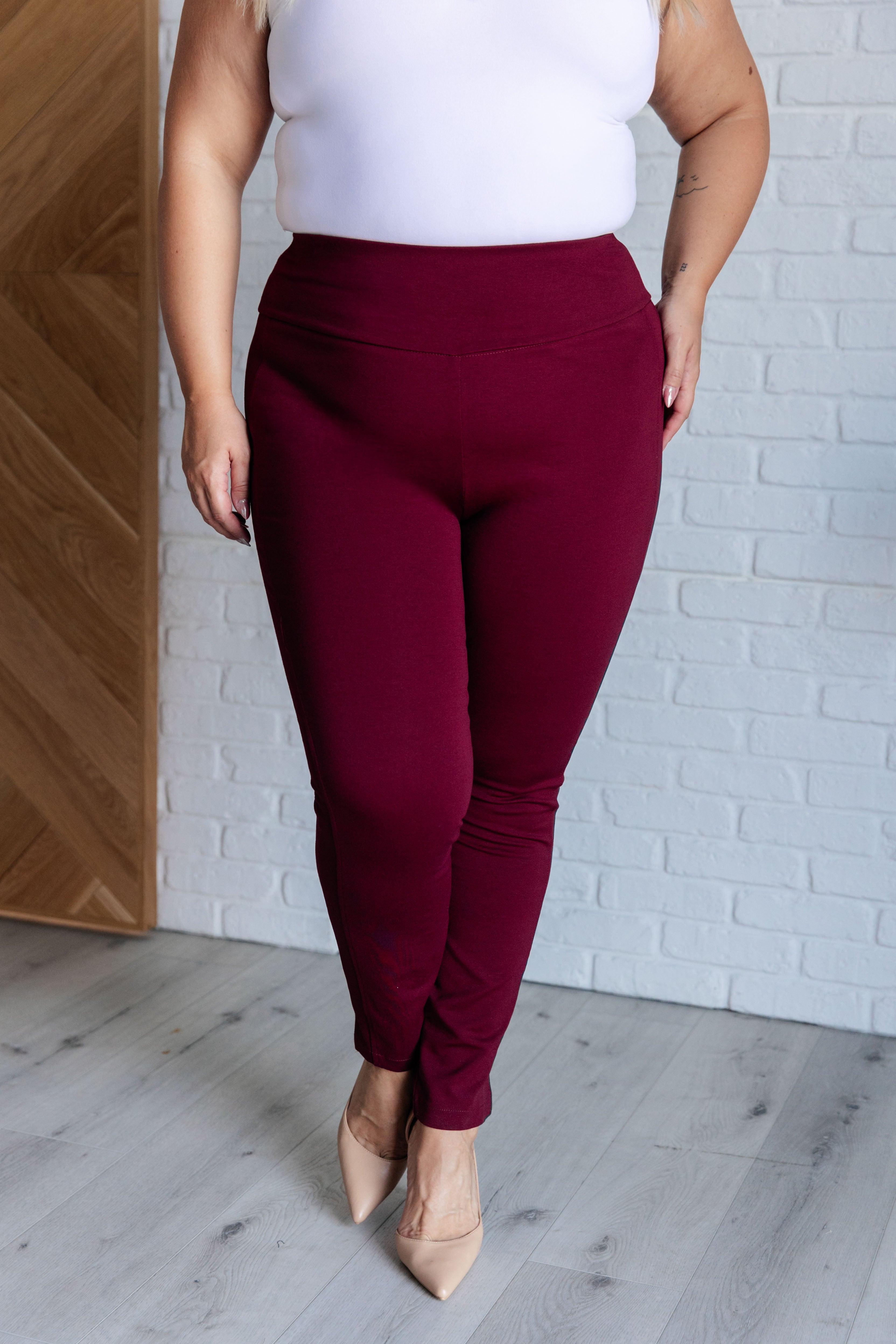 Magic Skinny 28" Pants in Wine-Bottoms-Stay Foxy Boutique, Florissant, Missouri