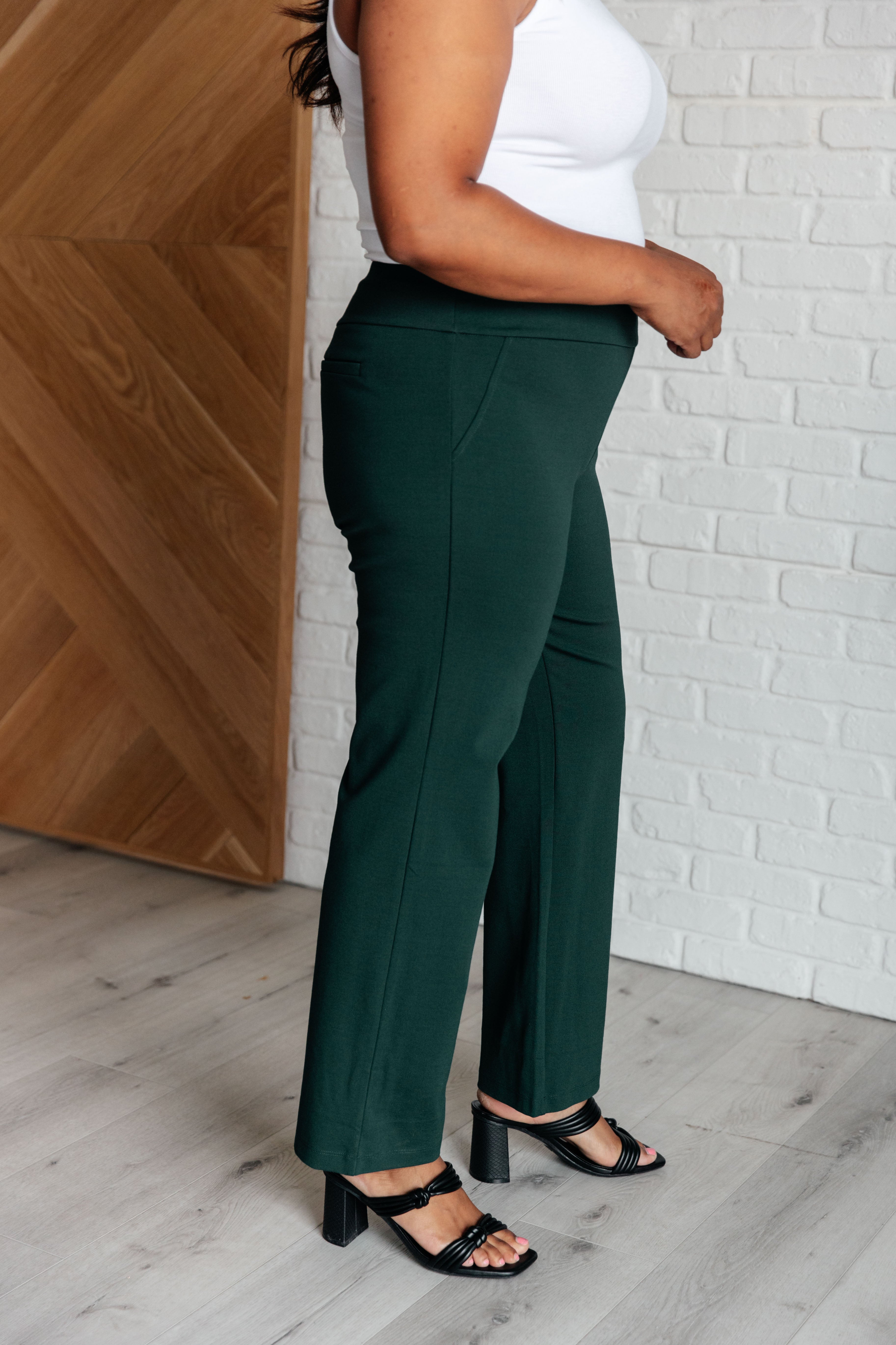 Magic Straight Pants in Hunter Green-Bottoms-Stay Foxy Boutique, Florissant, Missouri