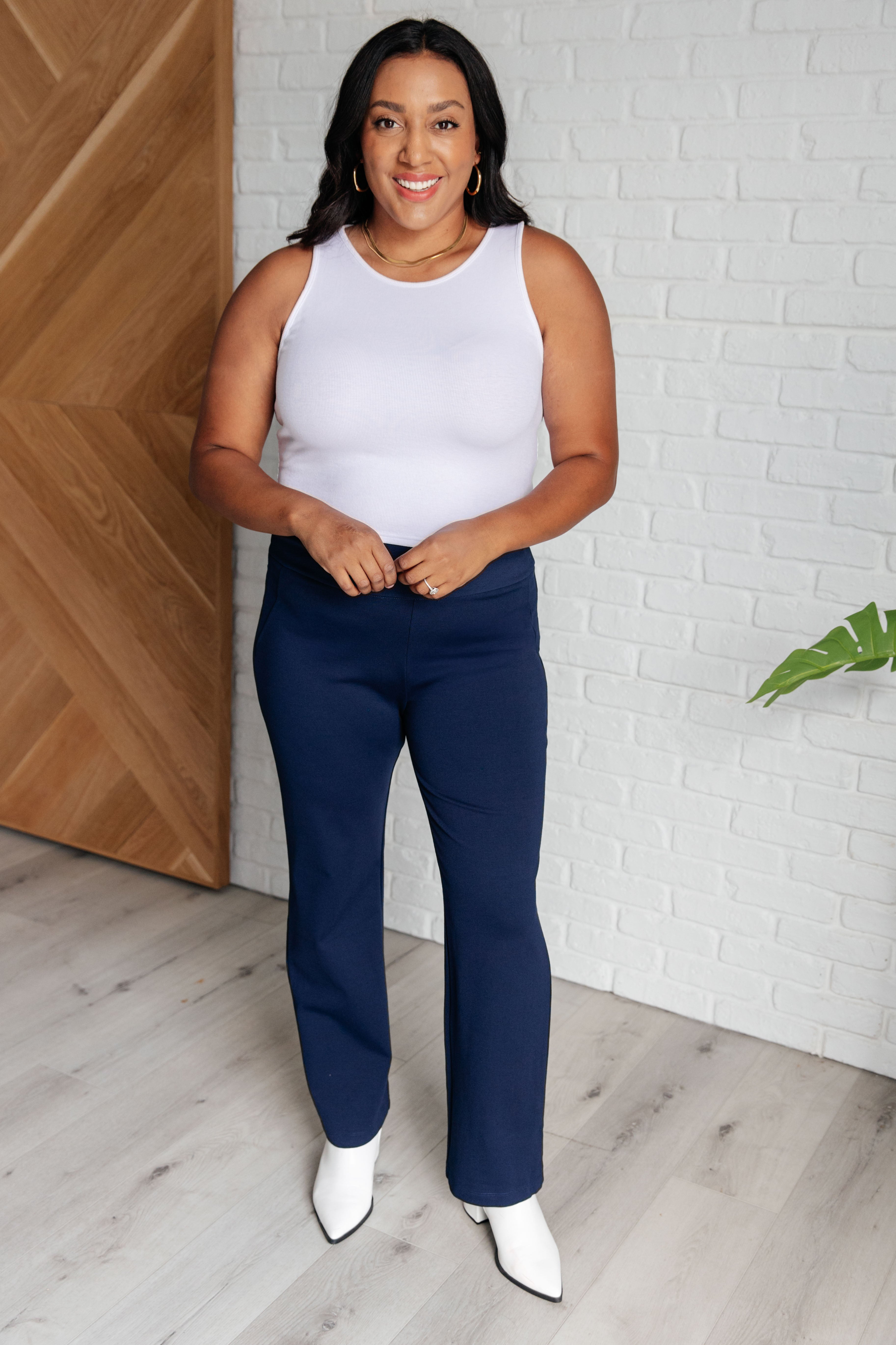 Magic Straight Pants in Navy-Bottoms-Stay Foxy Boutique, Florissant, Missouri