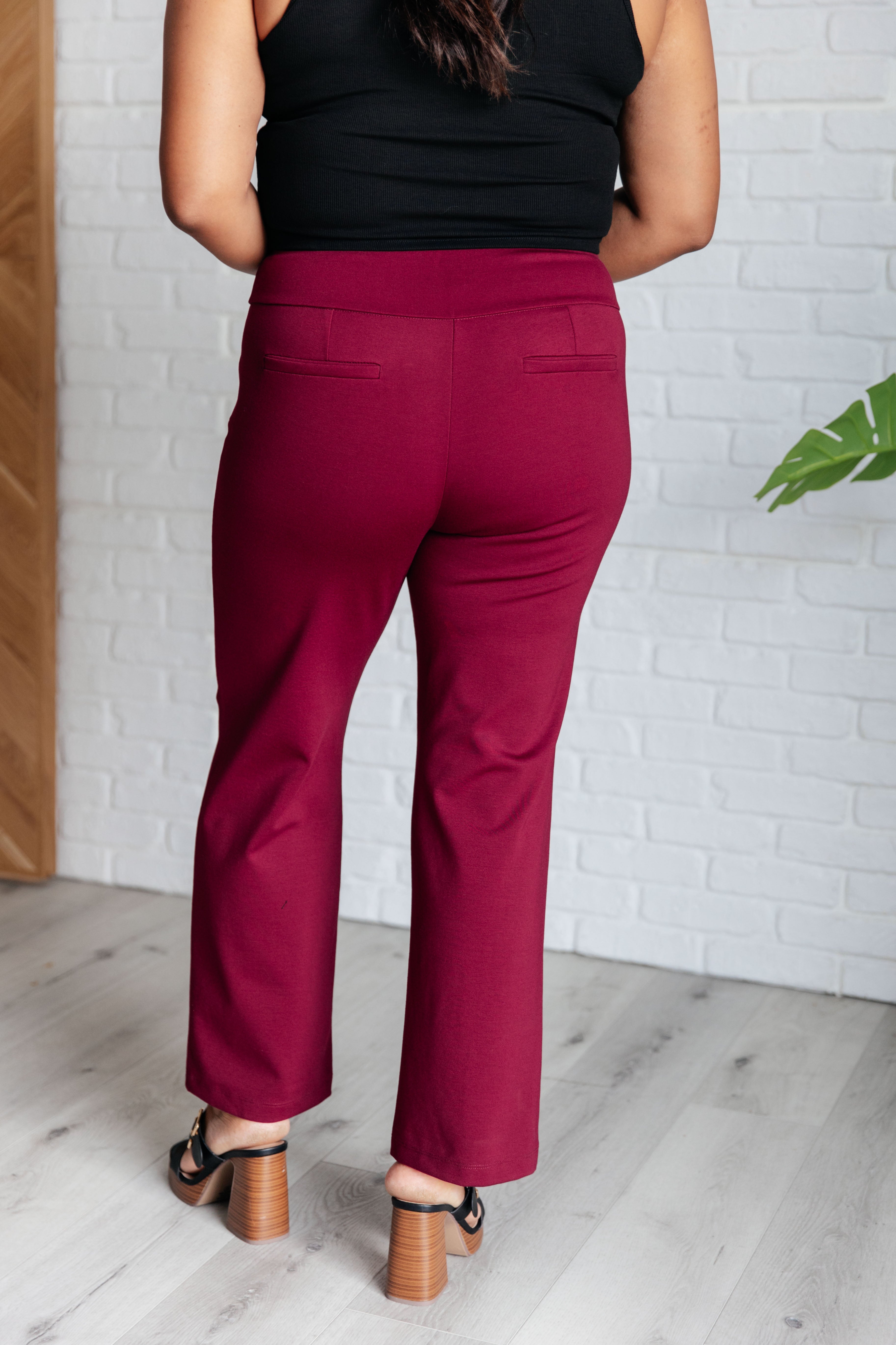 Magic Straight Pants in Wine-Bottoms-Stay Foxy Boutique, Florissant, Missouri