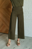 Magic Wide Leg Crop Pants in Olive-Bottoms-Stay Foxy Boutique, Florissant, Missouri