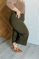 Magic Wide Leg Crop Pants in Olive-Bottoms-Stay Foxy Boutique, Florissant, Missouri