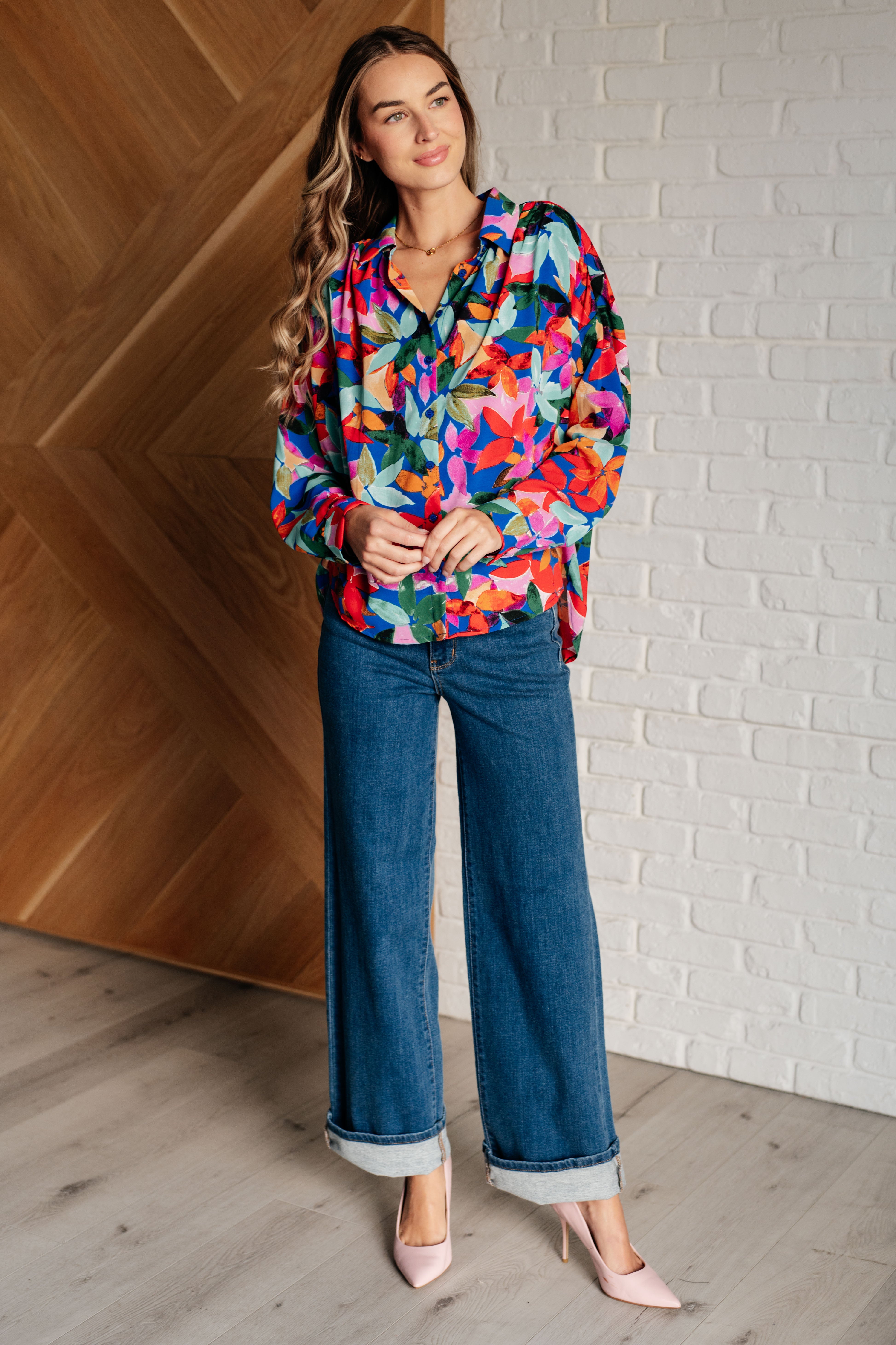 Make Like a Tree and Leaf Button Up Blouse-Tops-Stay Foxy Boutique, Florissant, Missouri