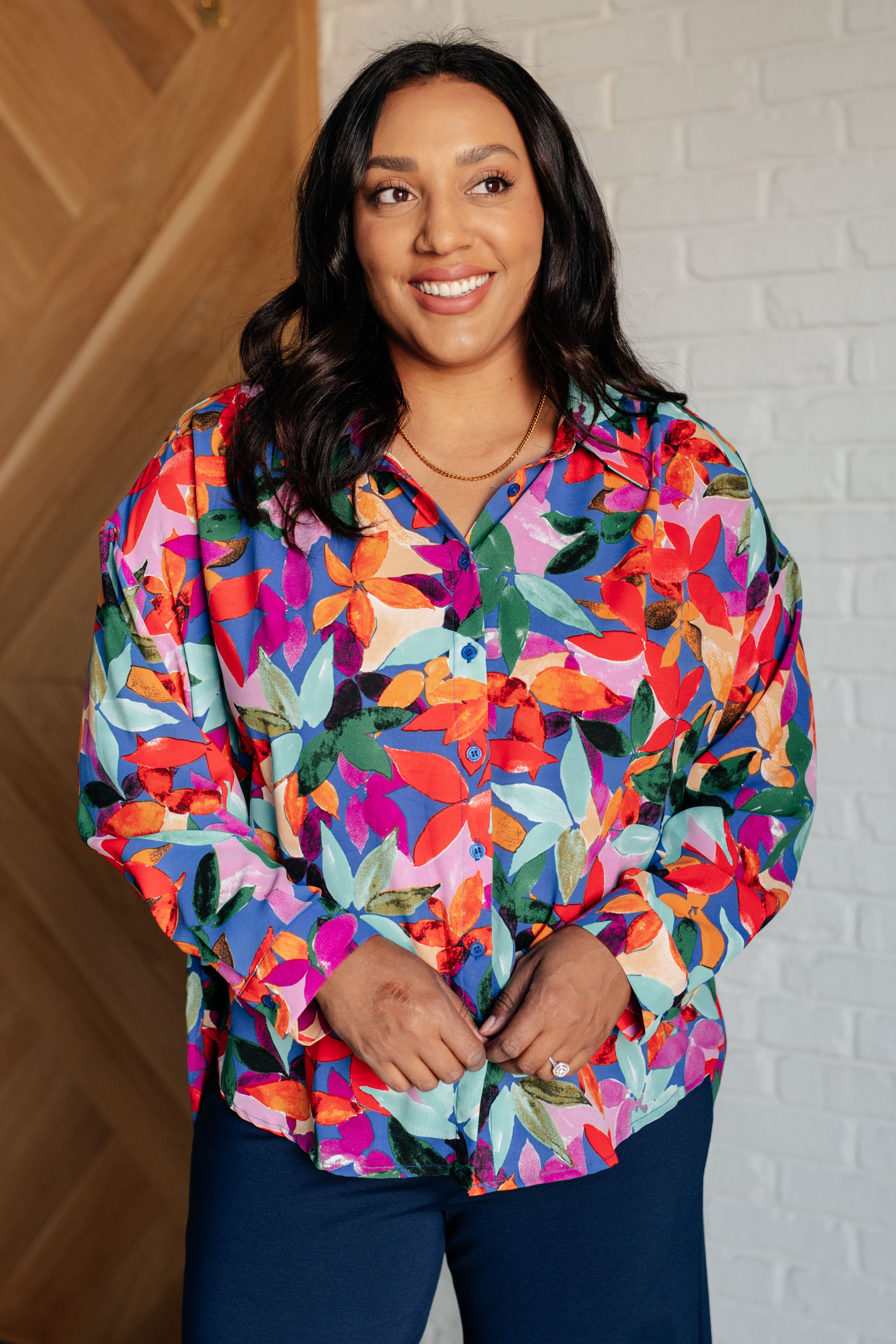 Make Like a Tree and Leaf Button Up Blouse-Tops-Stay Foxy Boutique, Florissant, Missouri