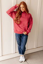 Make No Mistake Mock Neck Pullover in Cranberry-Tops-Stay Foxy Boutique, Florissant, Missouri