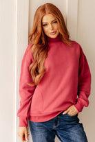 Make No Mistake Mock Neck Pullover in Cranberry-Tops-Stay Foxy Boutique, Florissant, Missouri