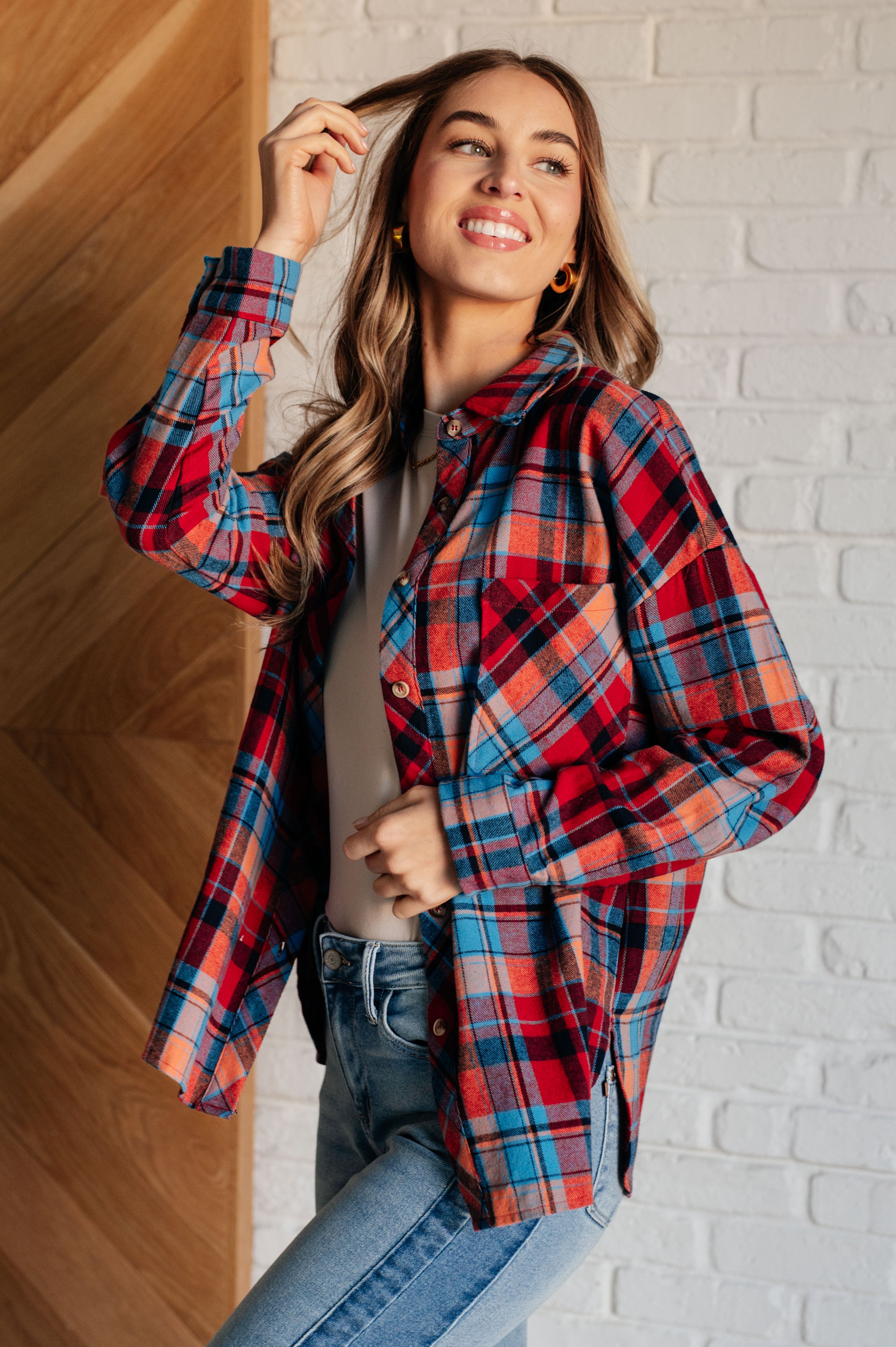 Make it Make Sense Plaid Button Up-Tops-Stay Foxy Boutique, Florissant, Missouri