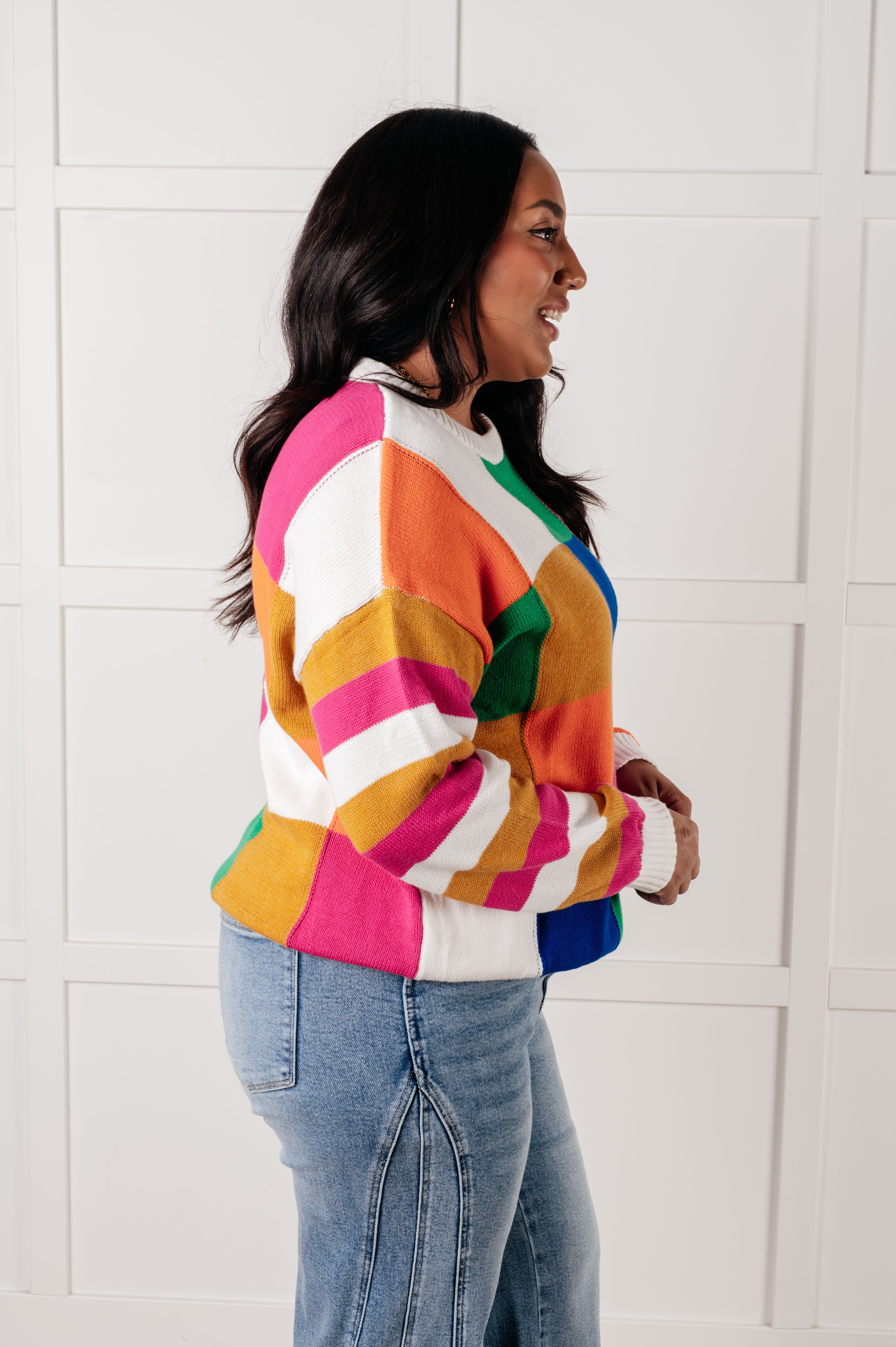 Manifesting Moment Checkered Color Block Sweater-Tops-Stay Foxy Boutique, Florissant, Missouri