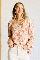 Marigold Dreams Floral Blouse-Tops-Stay Foxy Boutique, Florissant, Missouri