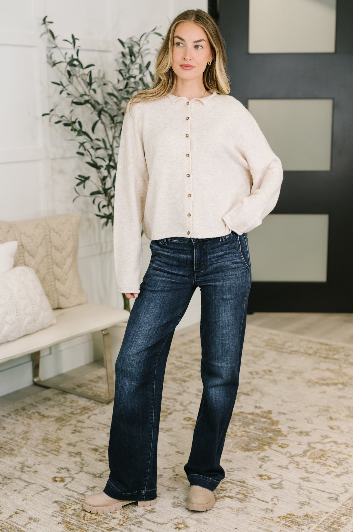 Marty High Waist Trouser Wide Leg Jean-Womens-Stay Foxy Boutique, Florissant, Missouri