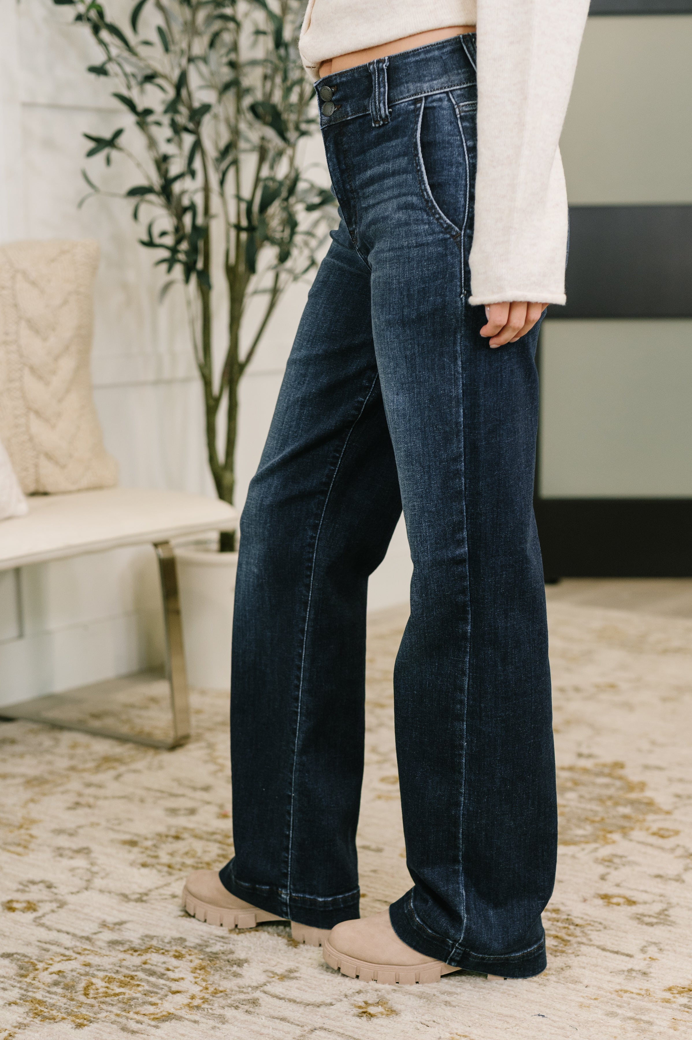 Marty High Waist Trouser Wide Leg Jean-Womens-Stay Foxy Boutique, Florissant, Missouri