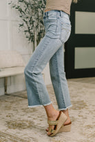 Mckaylee Mid Rise Kick Flare Jeans with Frayed Hem-Womens-Stay Foxy Boutique, Florissant, Missouri