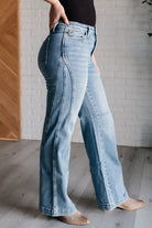 Melia High Rise Side Seam Detail Wide Leg Jeans-Womens-Stay Foxy Boutique, Florissant, Missouri